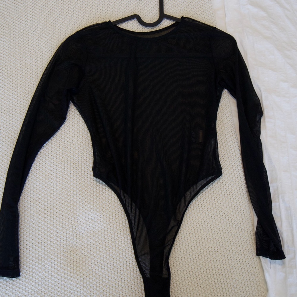 Black Sheer Long Sleeve Bodysuit
